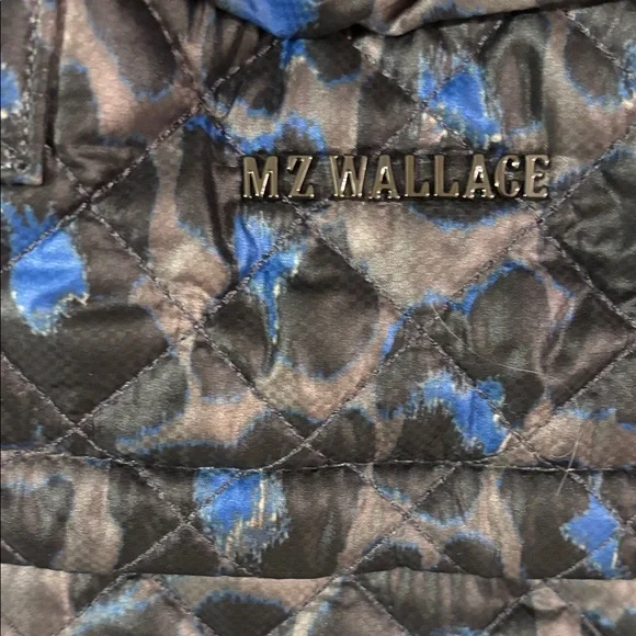 MZ Wallace Quilted Black and Blue Leopard Tote/ Crossbody - Picture 4 of 11